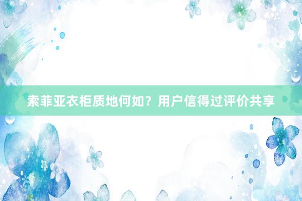 索菲亚衣柜质地何如？用户信得过评价共享